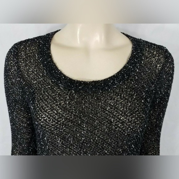 Eileen Fisher Black Speckle Semi Sheer Thin Pullover Sweater Blouse - Size XS - Picture 2 of 4
